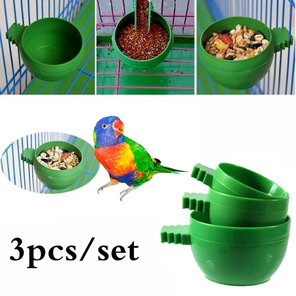 Bird Cage Feeder Cup Set